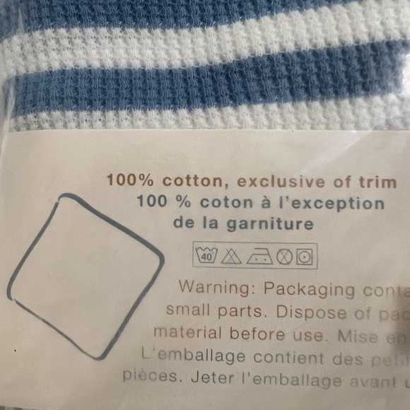 NWT 2/$40 Gap Kids baby blanket, 100% cotton, blue and white striped - Picture 7 of 9